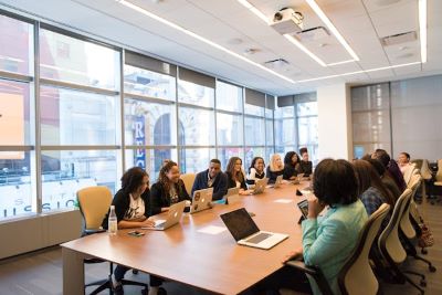 Group meeting at conference table