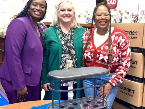 Clerk Chanae Clemmons, Media Specialist Melissa Handley, and Principal Monica Goree