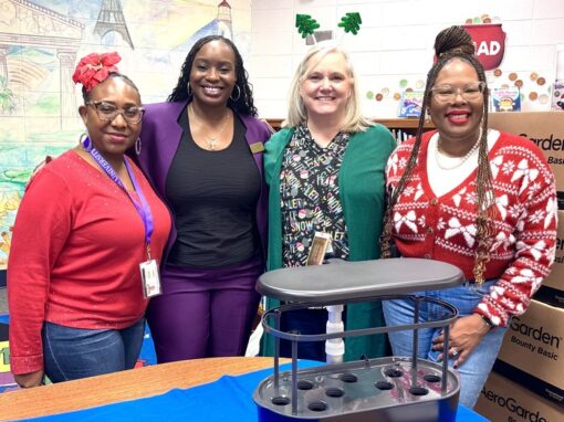 Parent Liason Tambria Jennings, Clerk Chanae Clemmons, Media Specialist Melissa Handley, and Principal Monica Goree